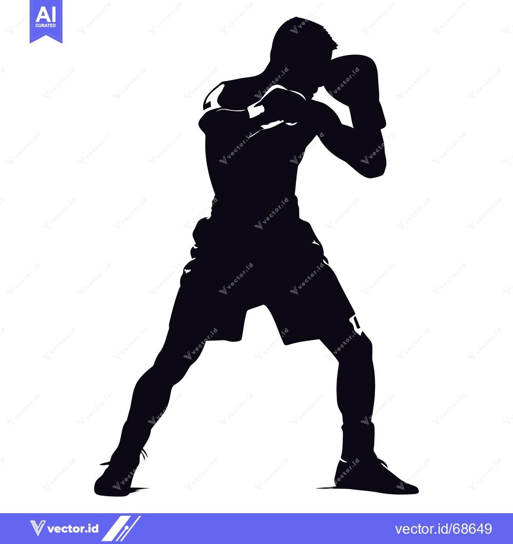 Premium Vector of Silhouette of a Boxer in a Fighting Stance