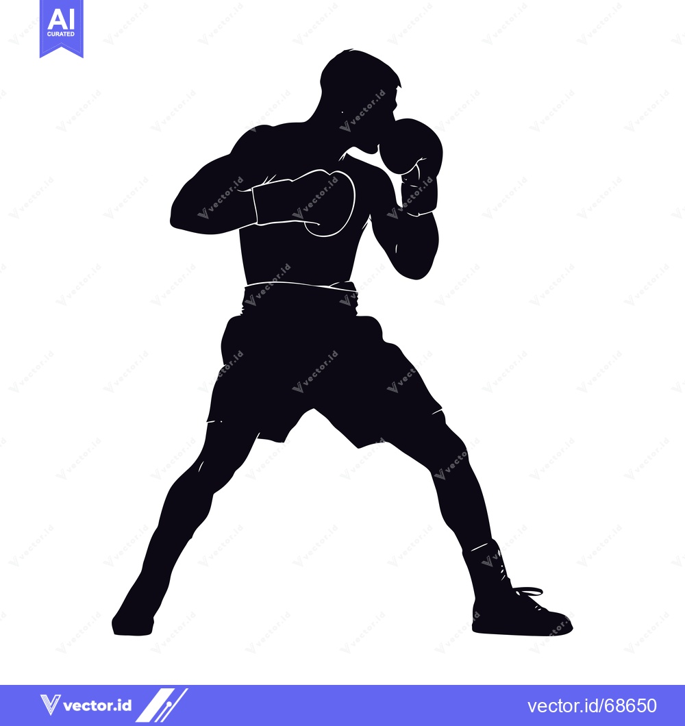 Premium Vector of Silhouette of a Boxer in Fighting Stance