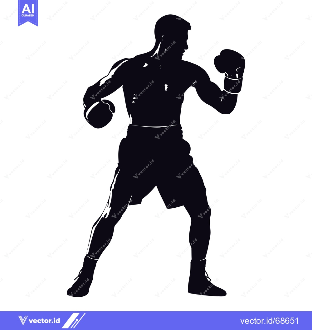 Premium Vector dari Silhouette of a Boxer in a Fighting Stance