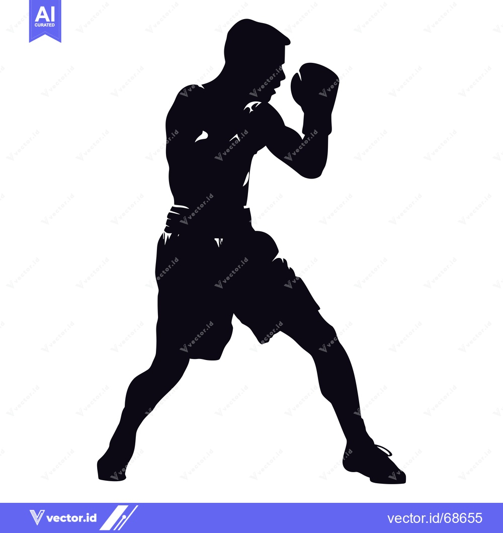 Premium Vector dari Silhouette of a Boxer in a Fighting Stance