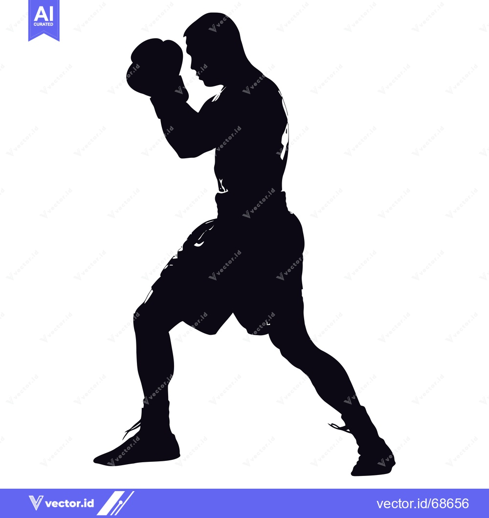 Premium Vector of Silhouette of a Boxer in Fighting Stance