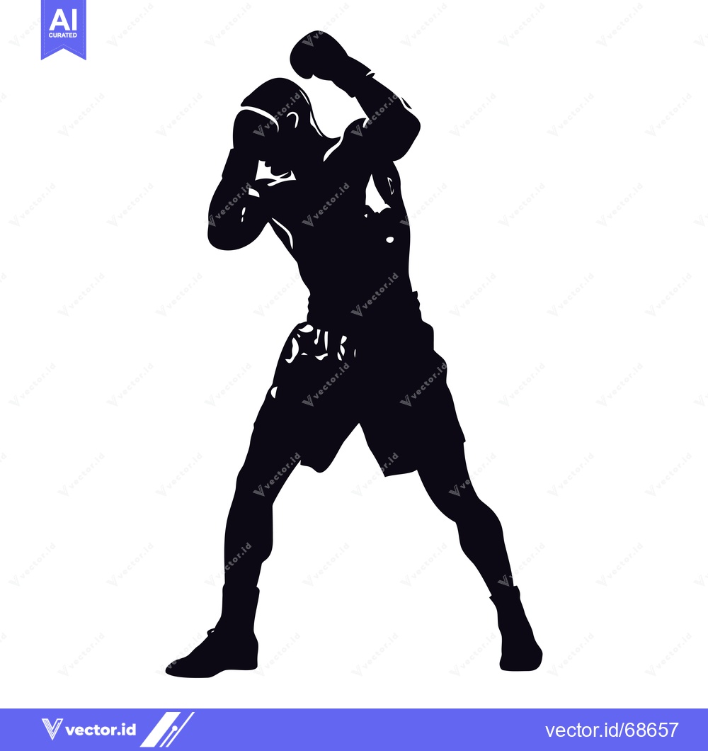 Premium Vector dari Silhouette of a Boxer Guarding Against a Punch