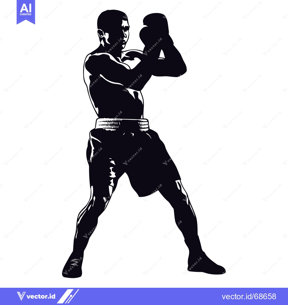 Premium Vector dari Silhouette of a Boxer in a Defensive Stance