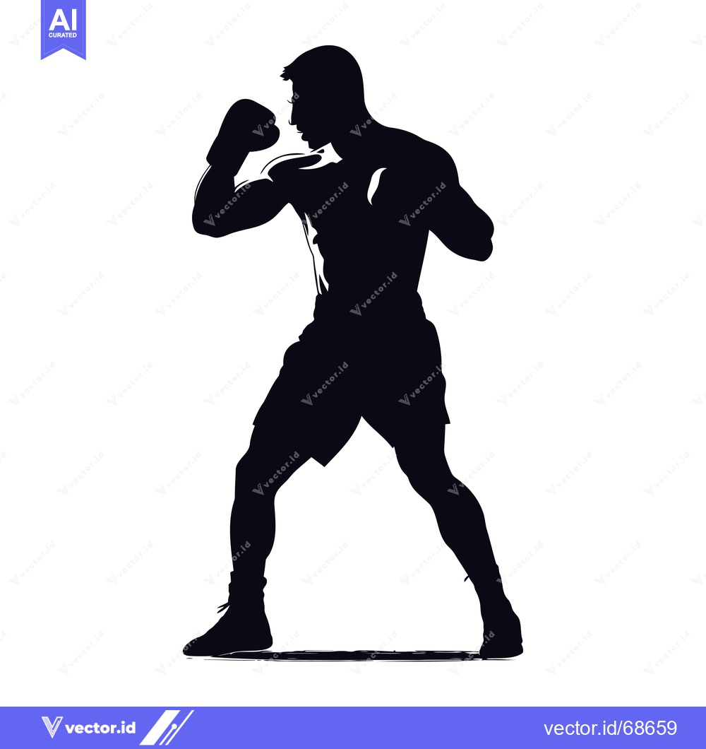 Premium Vector of Silhouette of a Boxer in a Fighting Stance