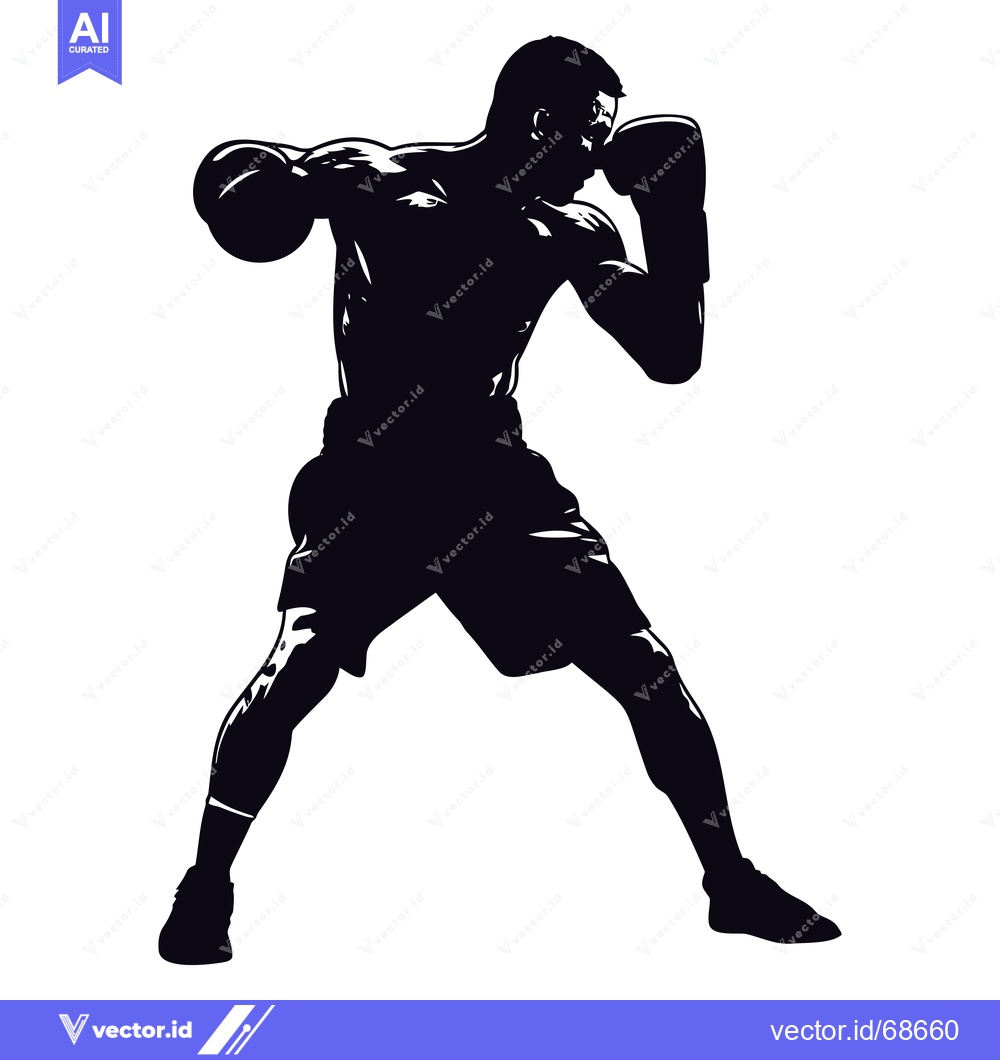Premium Vector dari Silhouette of a Boxer Throwing a Punch
