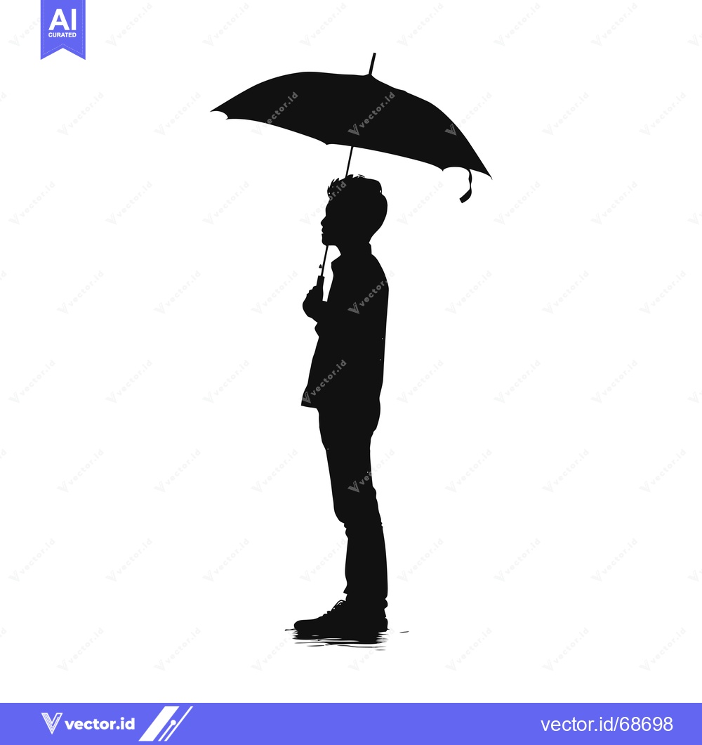 Premium Vector dari Silhouette of a Man Holding an Umbrella