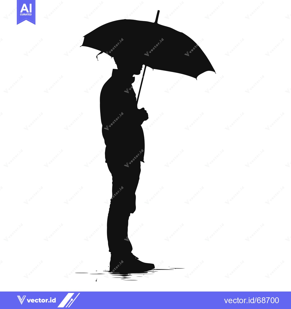 Premium Vector dari Silhouette of a Person Holding an Umbrella