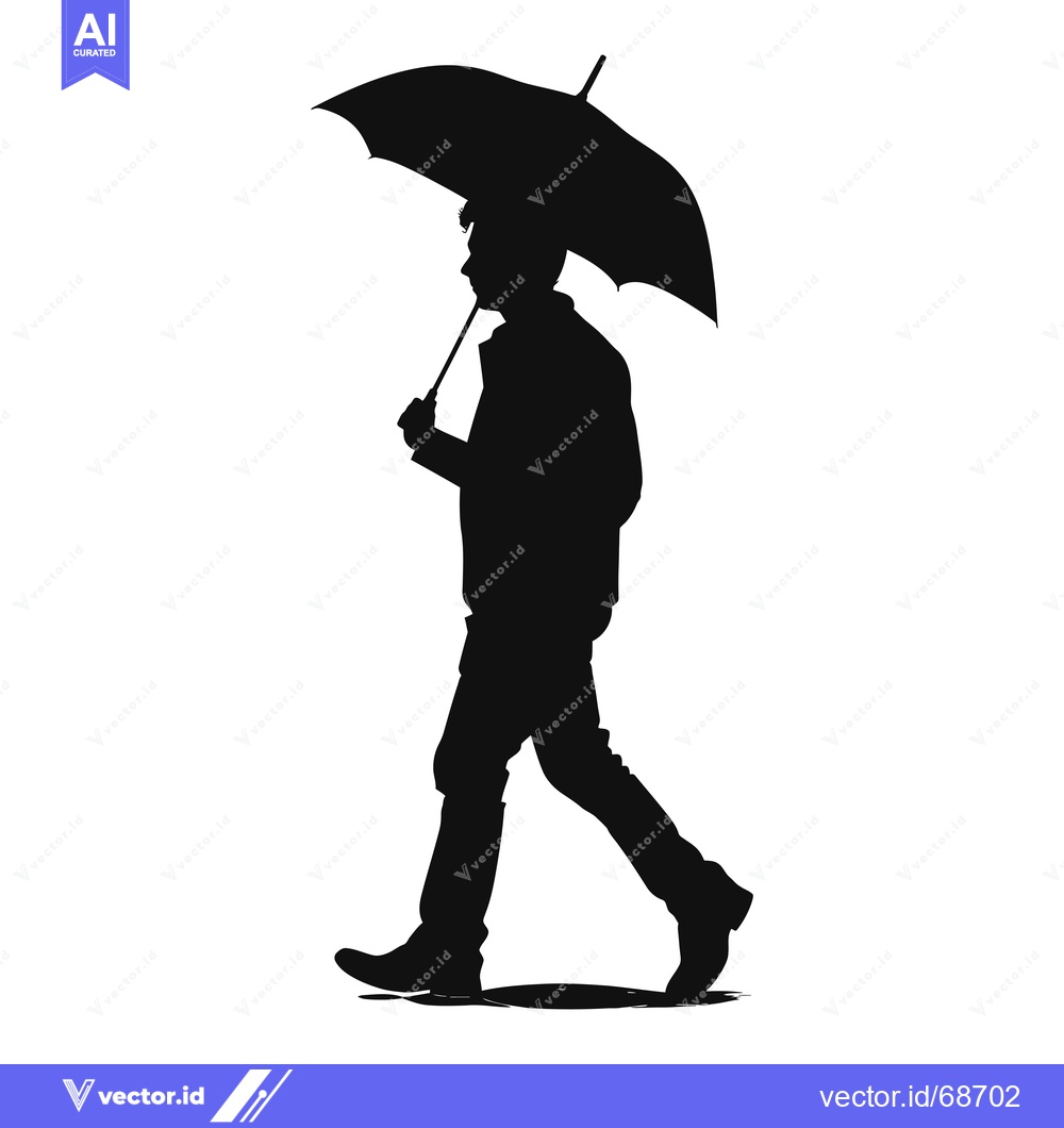 Premium Vector dari Silhouette of a Man Walking with an Umbrella