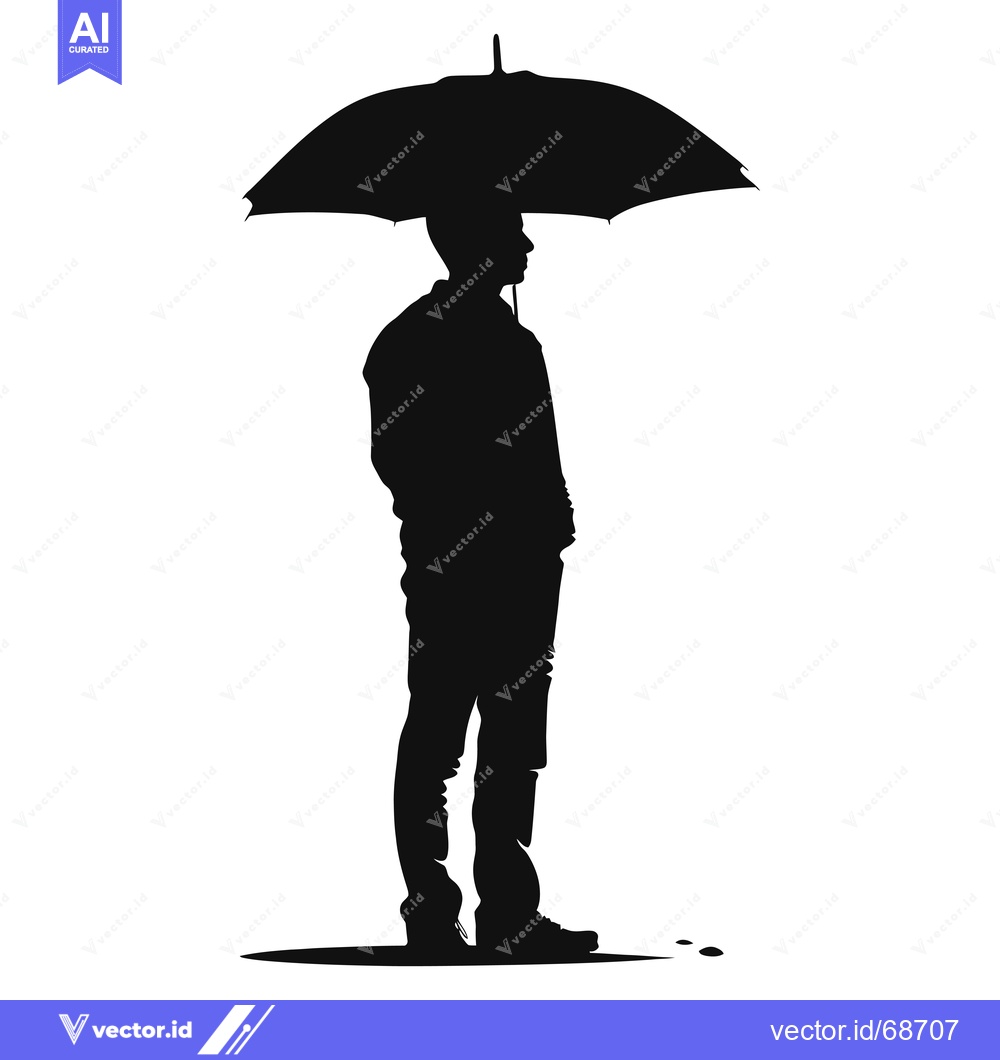 Premium Vector of Silhouette of a Person Standing Under an Umbrella