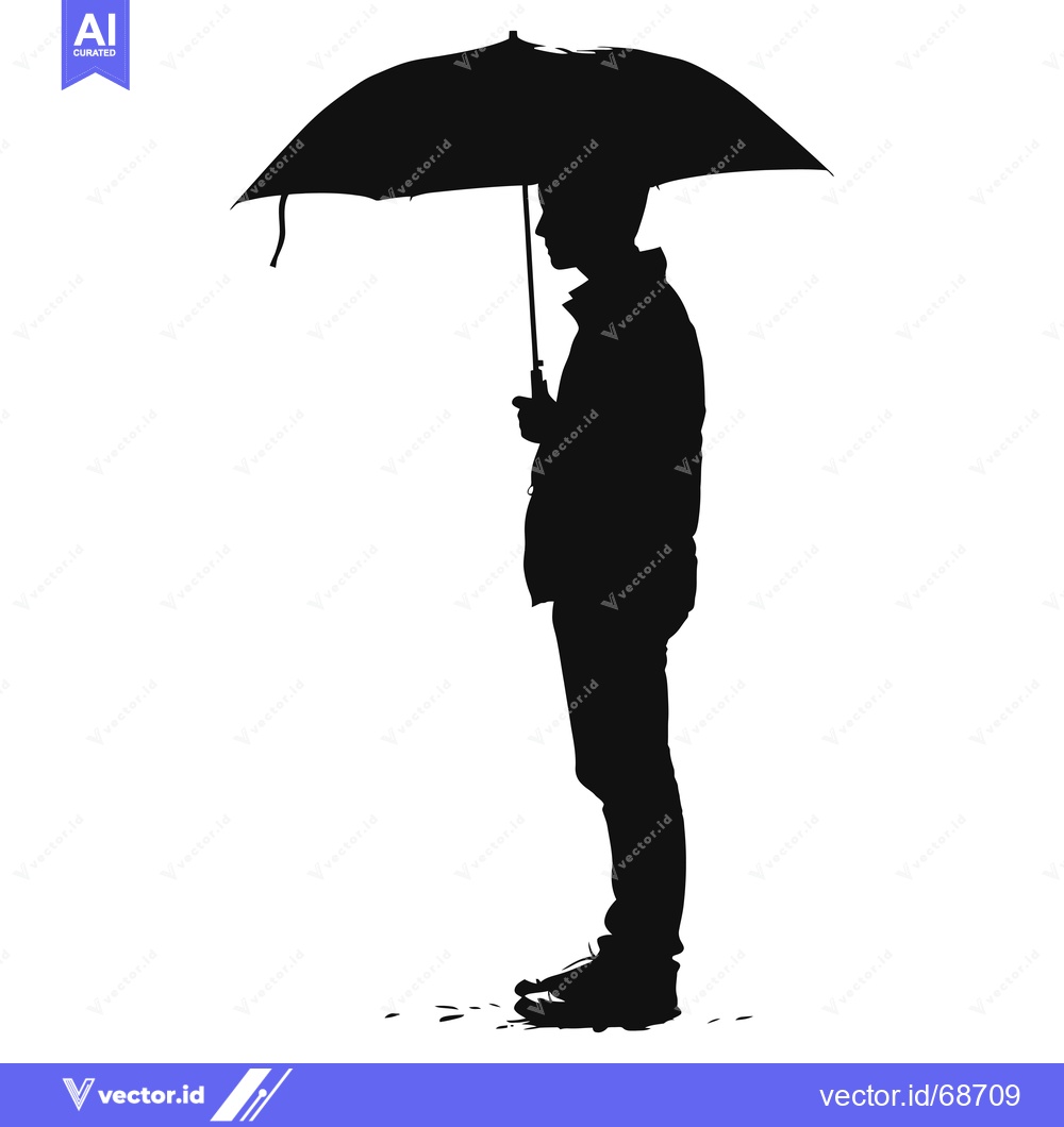 Premium Vector of Silhouette of a Person Holding an Umbrella