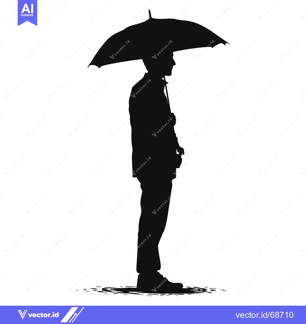 Premium Vector of Silhouette of a Man Holding an Umbrella
