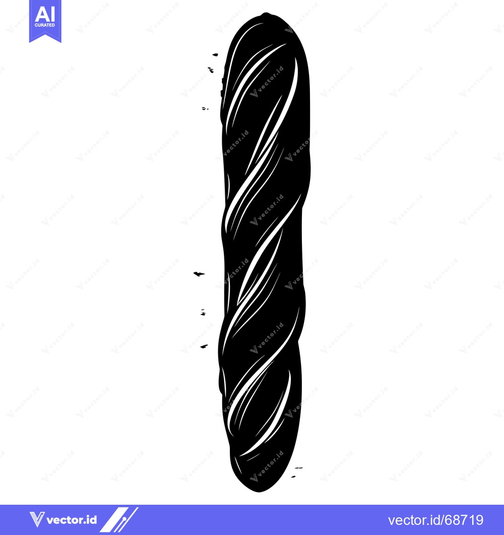Premium Vector dari A Black and White Silhouette of a Twisted Baguette