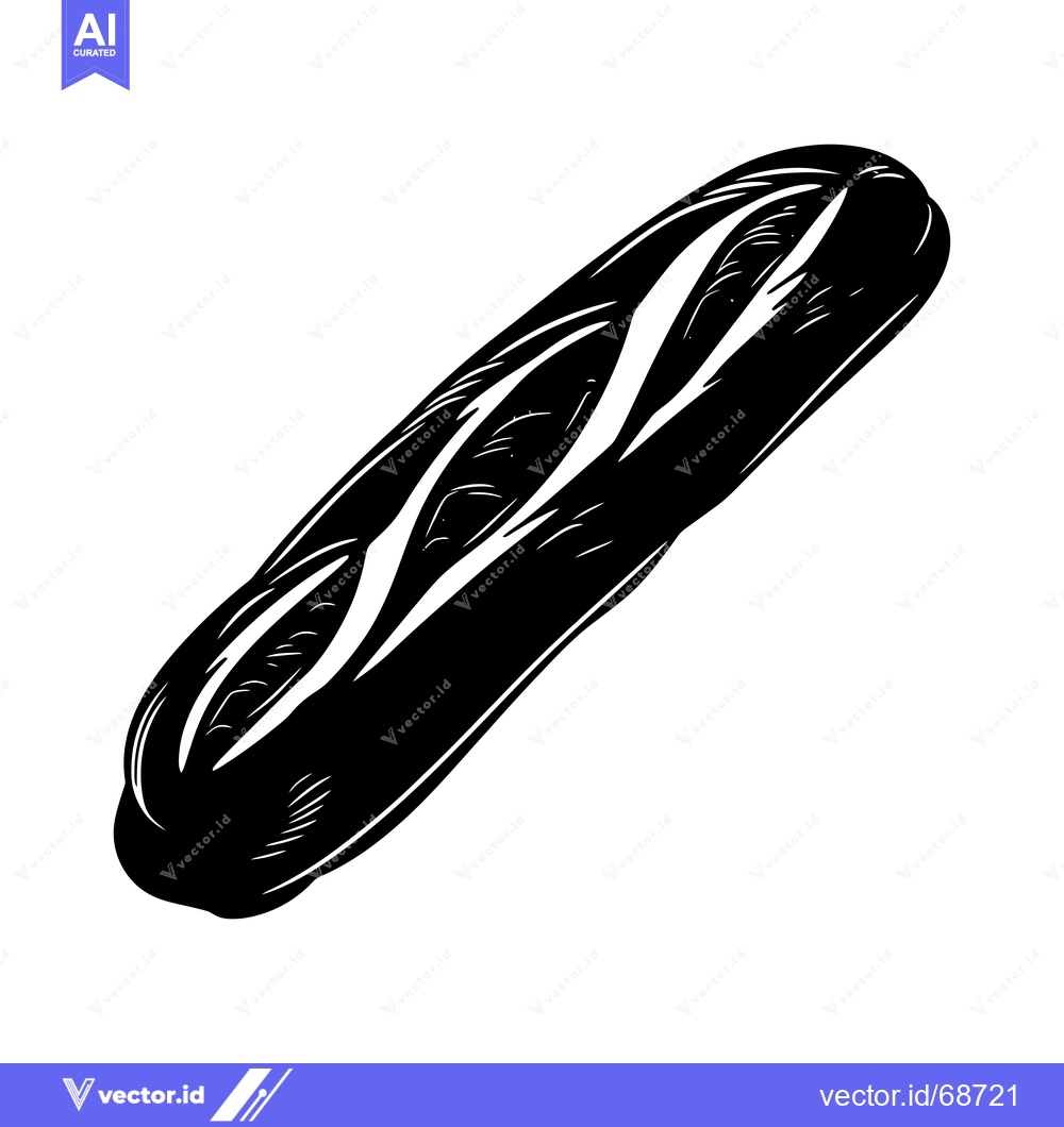 Premium Vector of Hand-Drawn Black and White Illustration of a Loaf of Bread