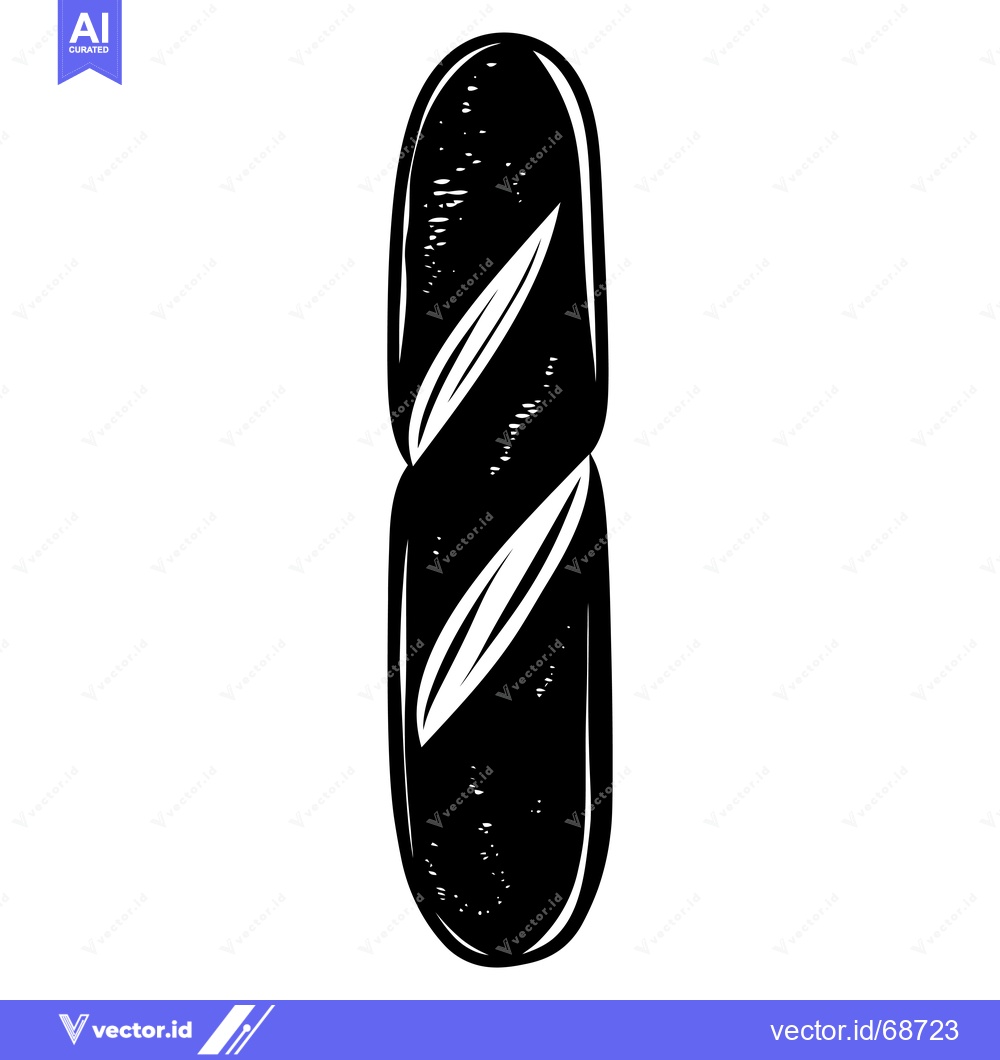Premium Vector dari Black and White Illustration of a Single French Bread
