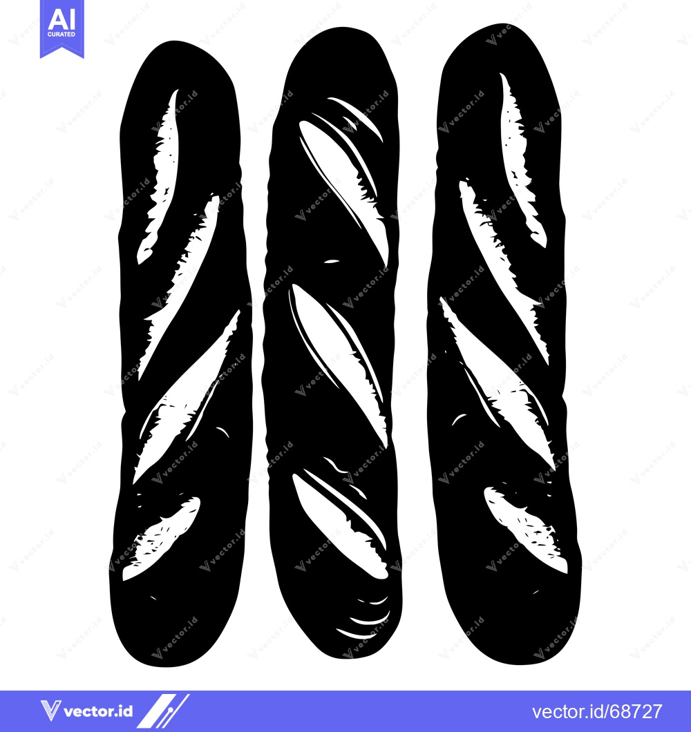Premium Vector of Three Black and White Illustrated Baguettes