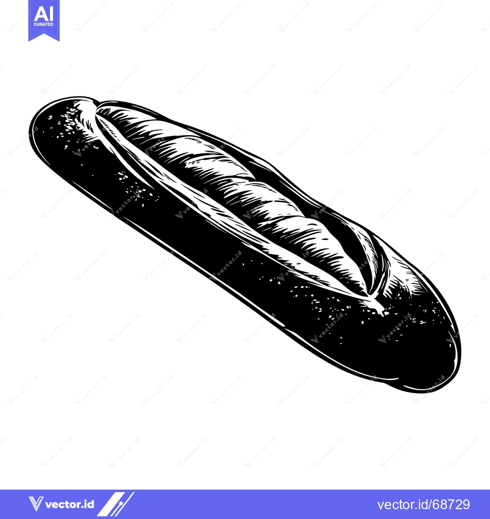 Premium Vector dari Black and White Illustration of a French Bread Loaf