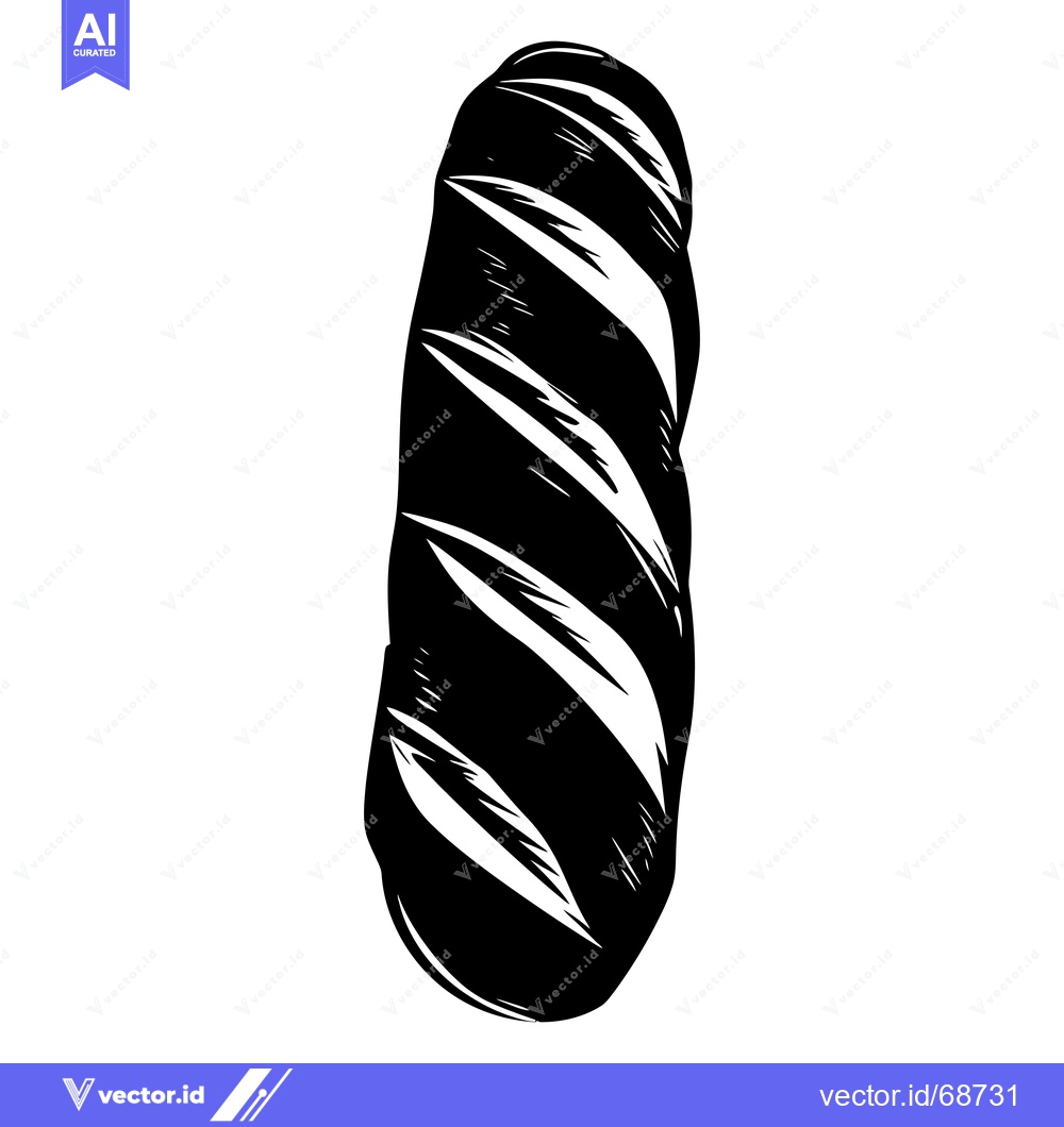 Premium Vector dari A Single, Black and White Illustration of a Loaf of Bread