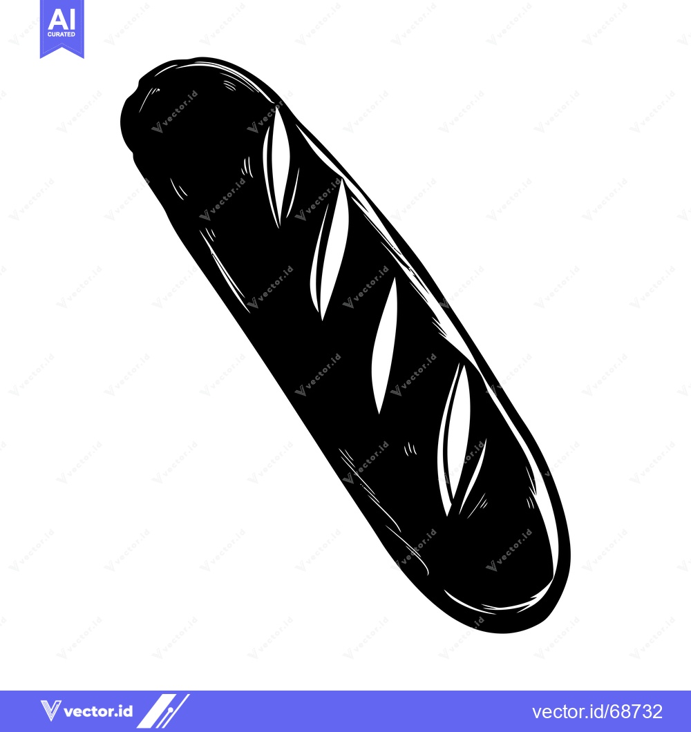 Premium Vector of A Black and White Illustration of a Loaf of Bread