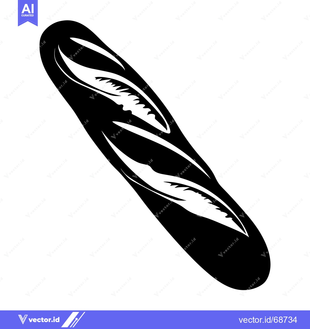 Premium Vector dari A Single Black and White Illustration of a Loaf of French Bread