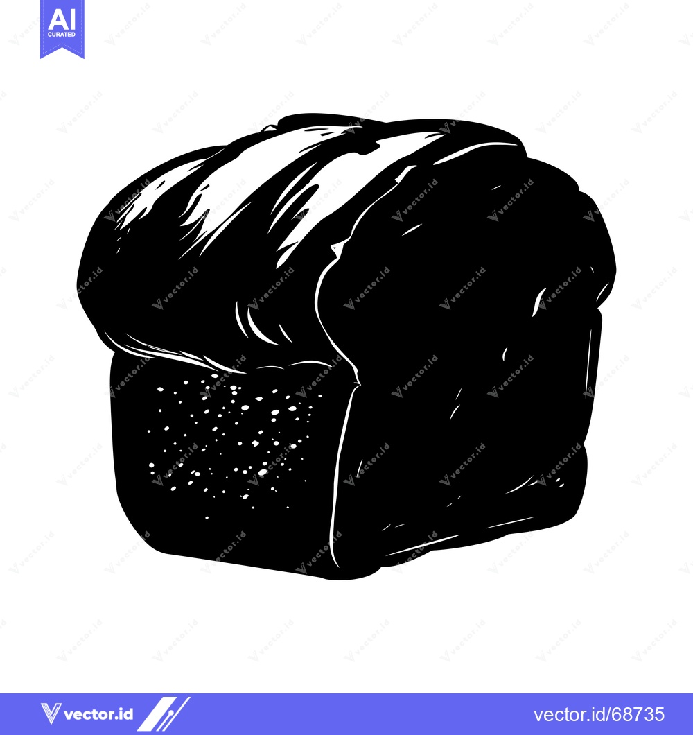 Premium Vector of Black and white illustration of a loaf of bread