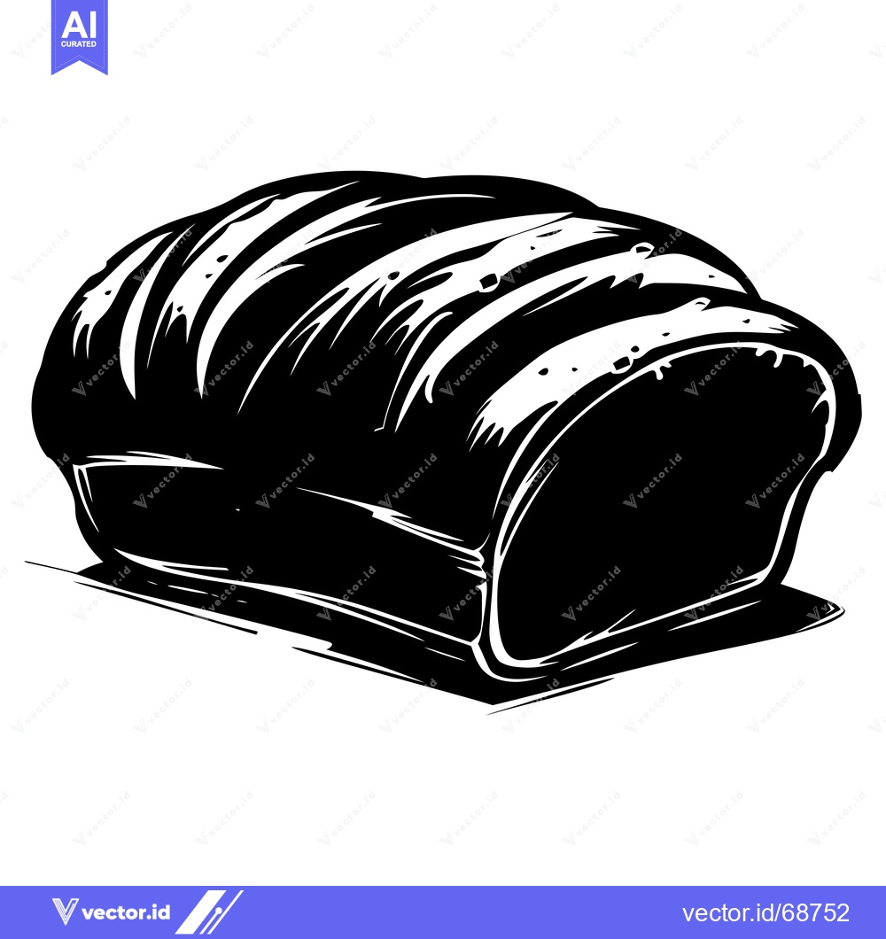 Premium Vector of Black and White Illustration of a Loaf of Bread