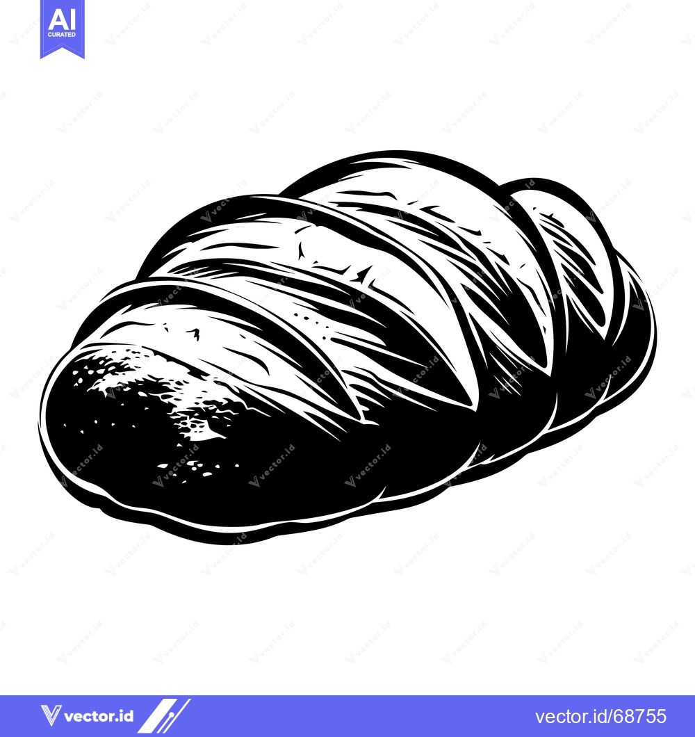 Premium Vector dari Black and White Illustration of a Loaf of Bread