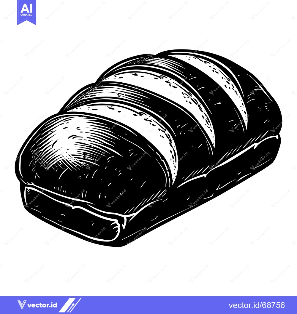 Premium Vector dari A Black and White Illustration of a Loaf of Bread