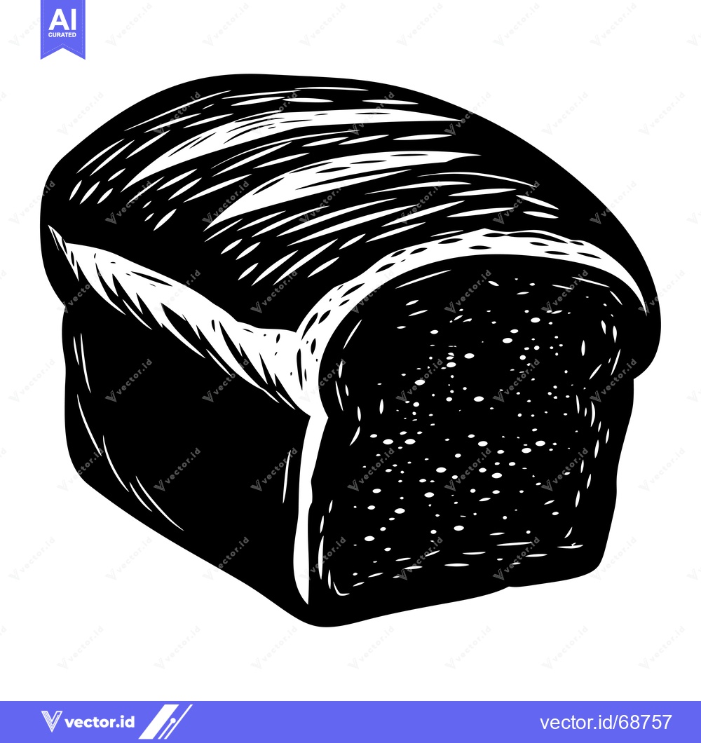 Premium Vector dari Black and White Illustration of a Loaf of Bread