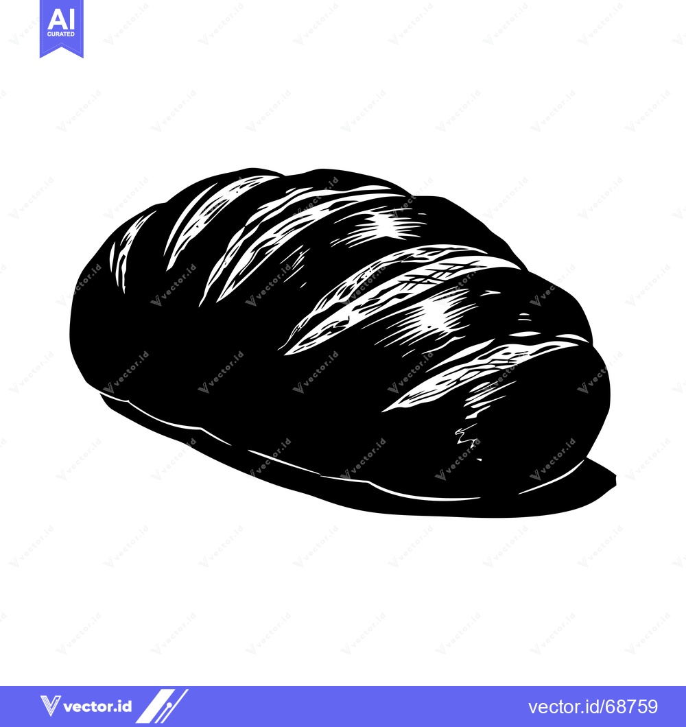 Premium Vector dari Black and White Silhouette of a Round Loaf of Bread
