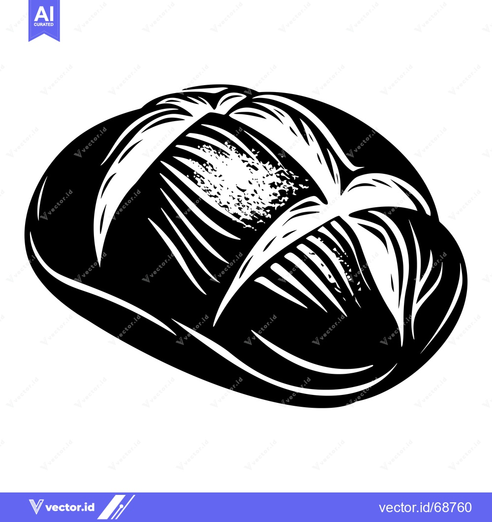 Premium Vector dari Black and White Illustration of a Round Loaf of Bread