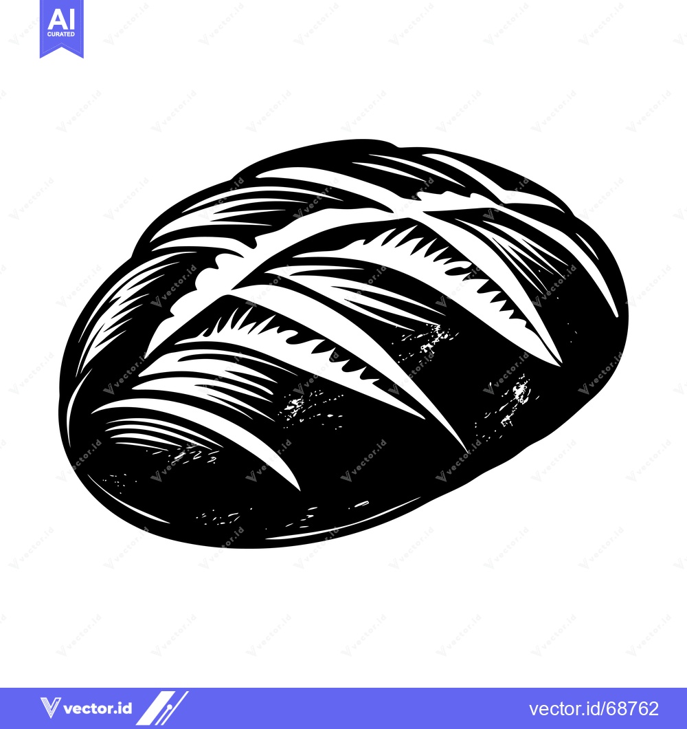 Premium Vector of Hand-drawn illustration of a loaf of bread in black and white