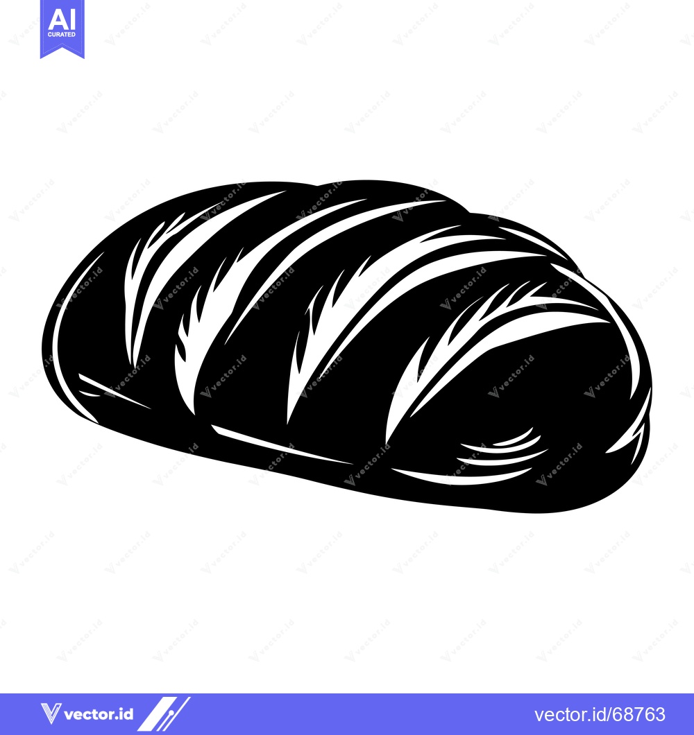 Premium Vector dari Black and White Illustration of a Loaf of Bread