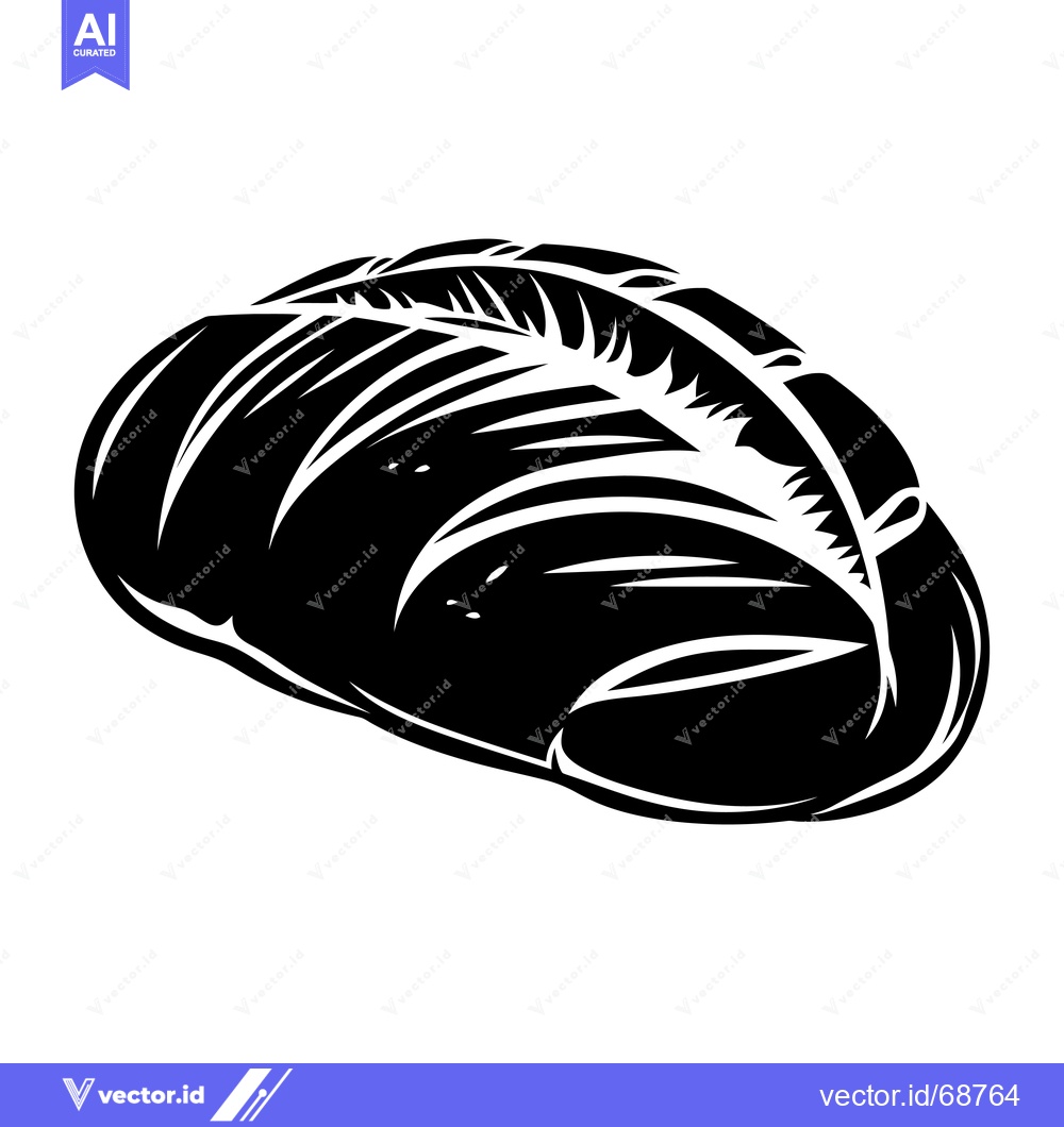 Premium Vector of A Black and White Silhouette of a Round Loaf of Bread