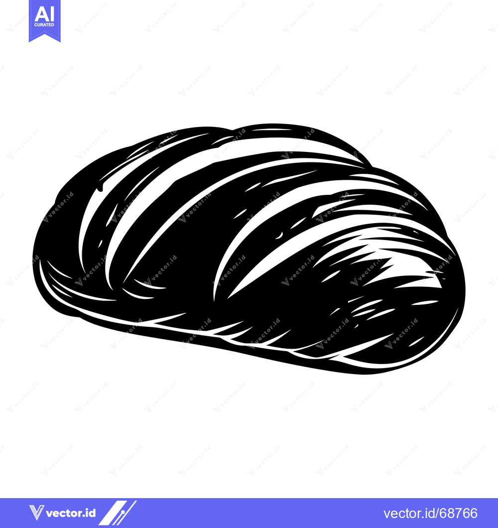 Premium Vector dari Black and White Illustration of a Loaf of Bread