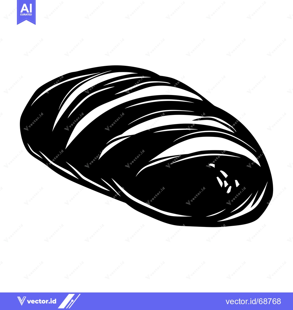 Premium Vector dari Black and White Illustration of a Loaf of Bread