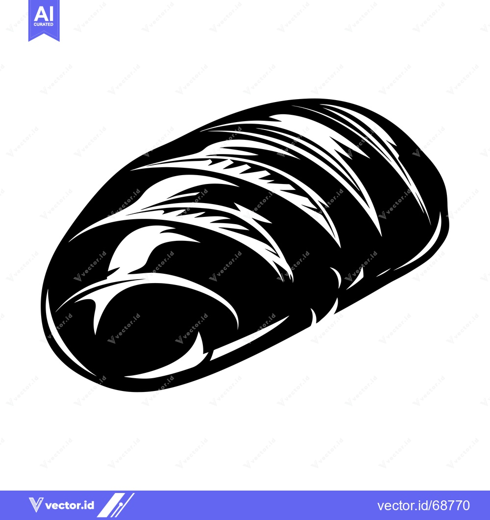 Premium Vector dari Black and White Illustration of a Single Loaf of Bread