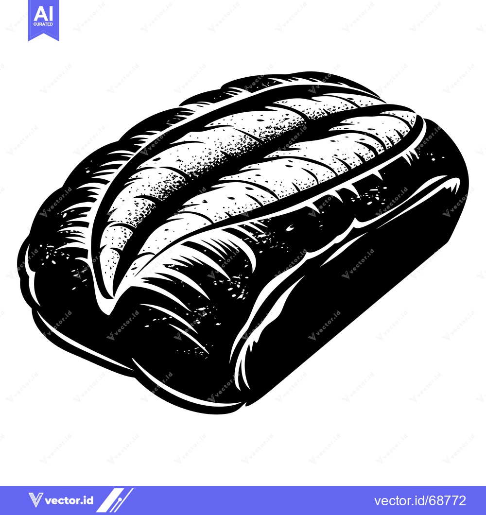 Premium Vector dari Black and White Illustration of a Loaf of Bread