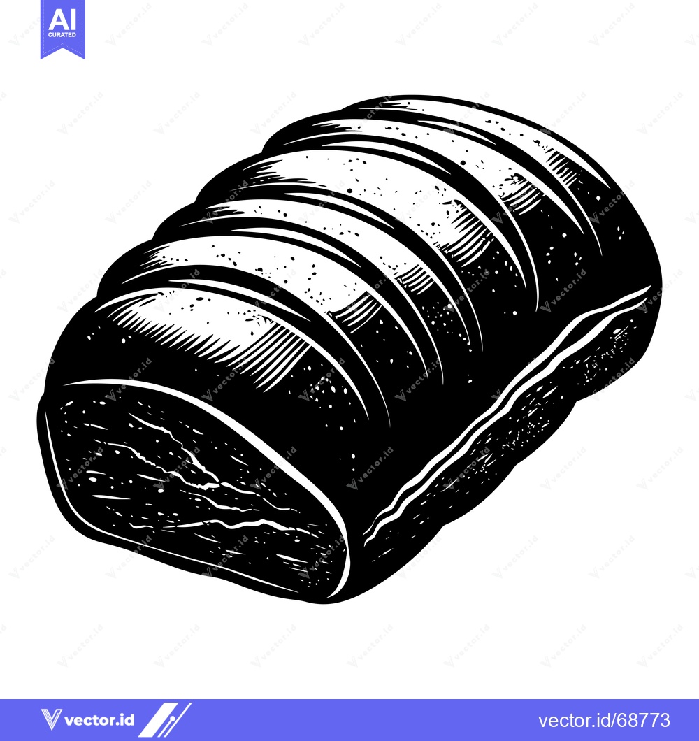 Premium Vector of Black and White Illustration of a Sliced Loaf of Bread