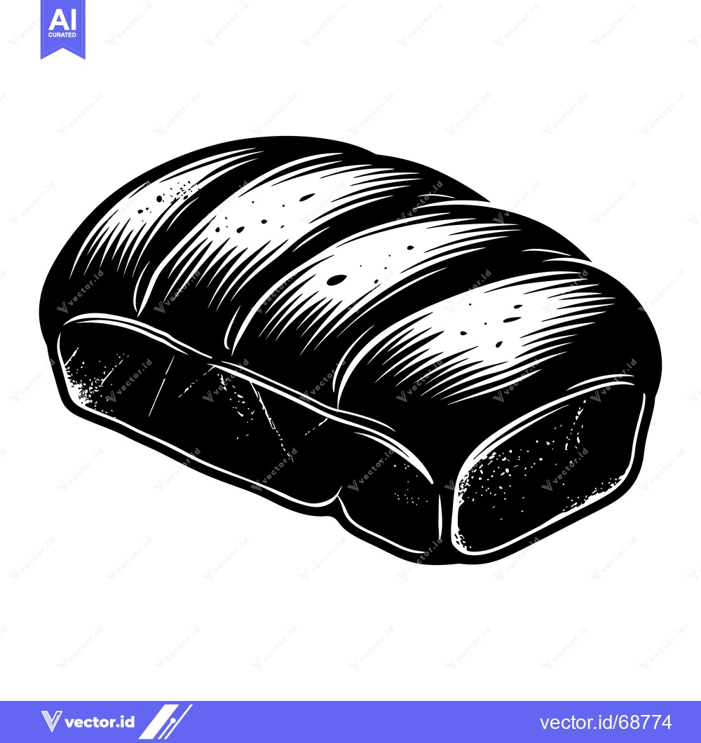 Premium Vector dari A Black and White Illustration of a Loaf of Bread