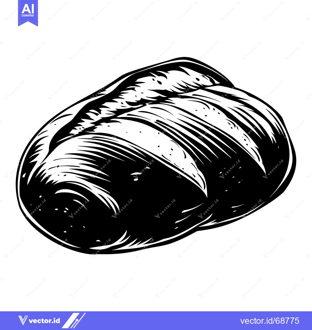 Premium Vector dari A Detailed Black and White Illustration of a Loaf of Bread