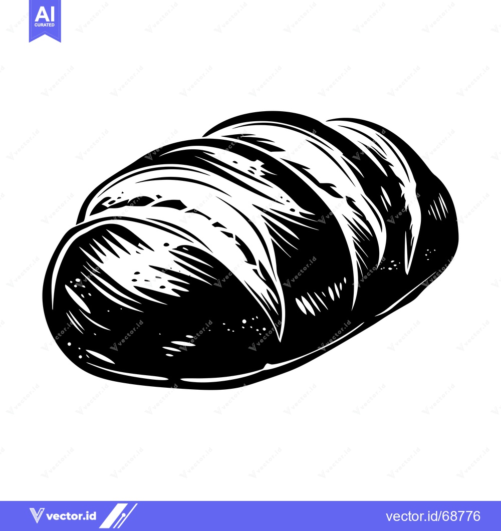 Premium Vector dari Black and White Hand Drawn Illustration of a Loaf of Bread