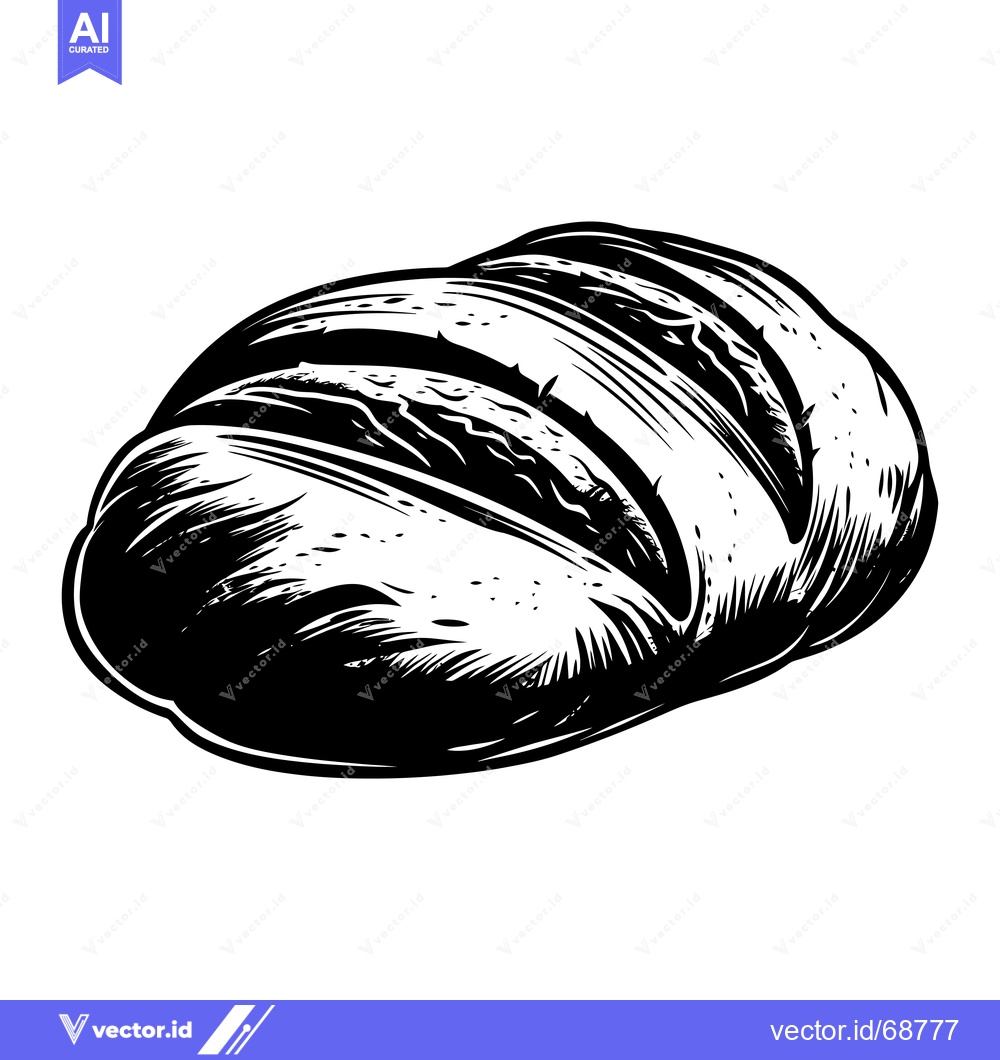 Premium Vector of A Black and White Illustration of a Loaf of Bread