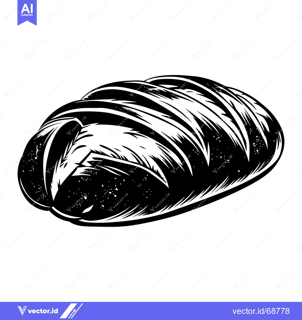 Premium Vector of Black and White Illustration of a Loaf of Bread