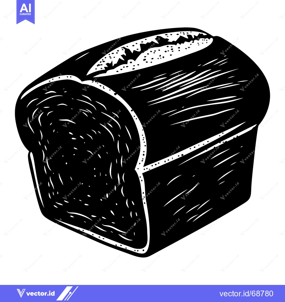 Premium Vector dari Black and White Illustration of a Loaf of Bread