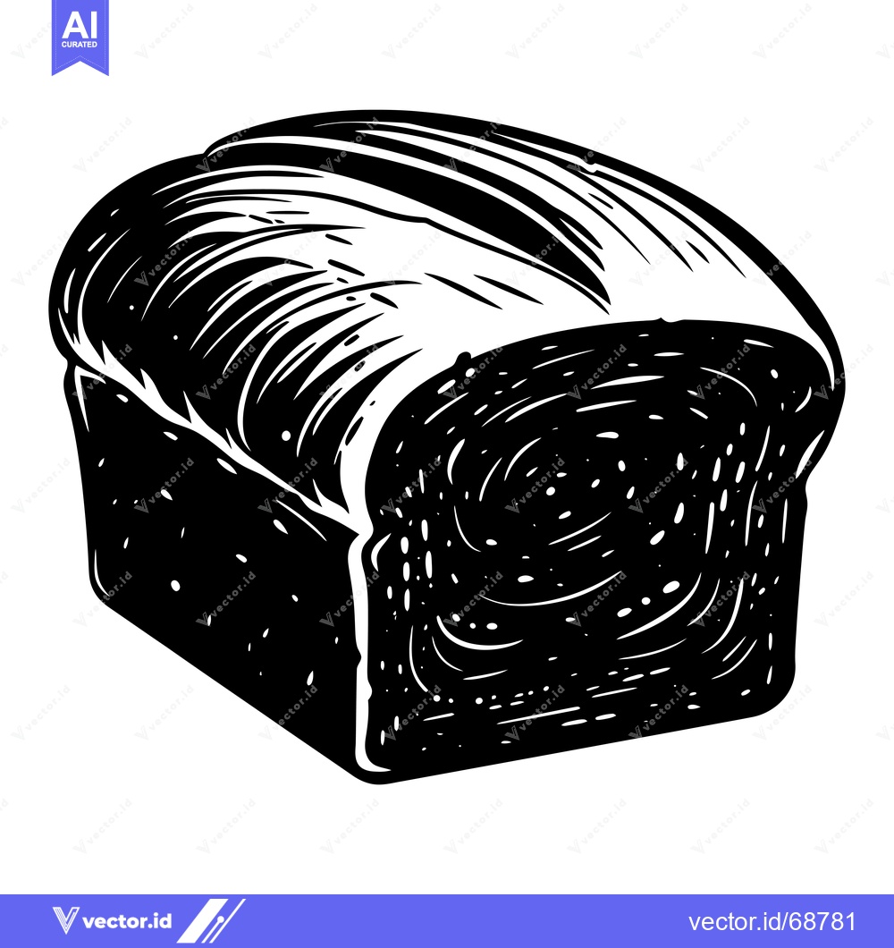 Premium Vector of Black and White Illustration of a Sliced Loaf of Bread