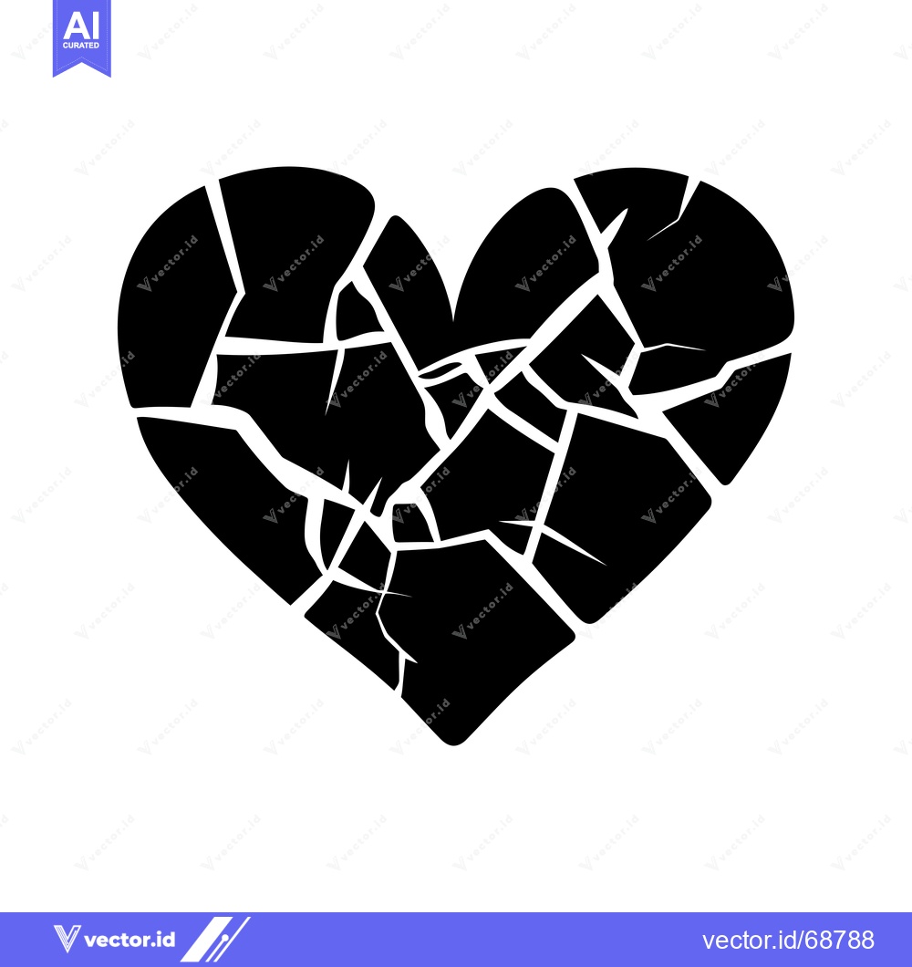 Premium Vector dari A black and white illustration of a heart broken into many pieces