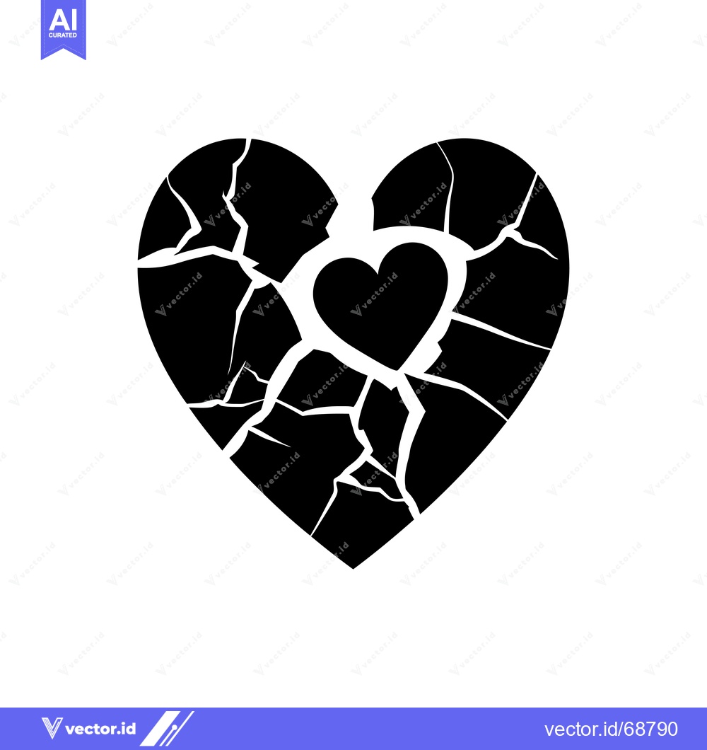 Premium Vector dari A Black Cracked Heart With A Small Intact Heart Inside