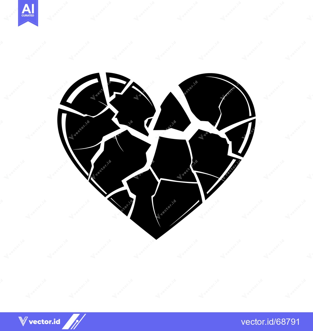 Premium Vector dari A Black Silhouette of a Cracked Heart