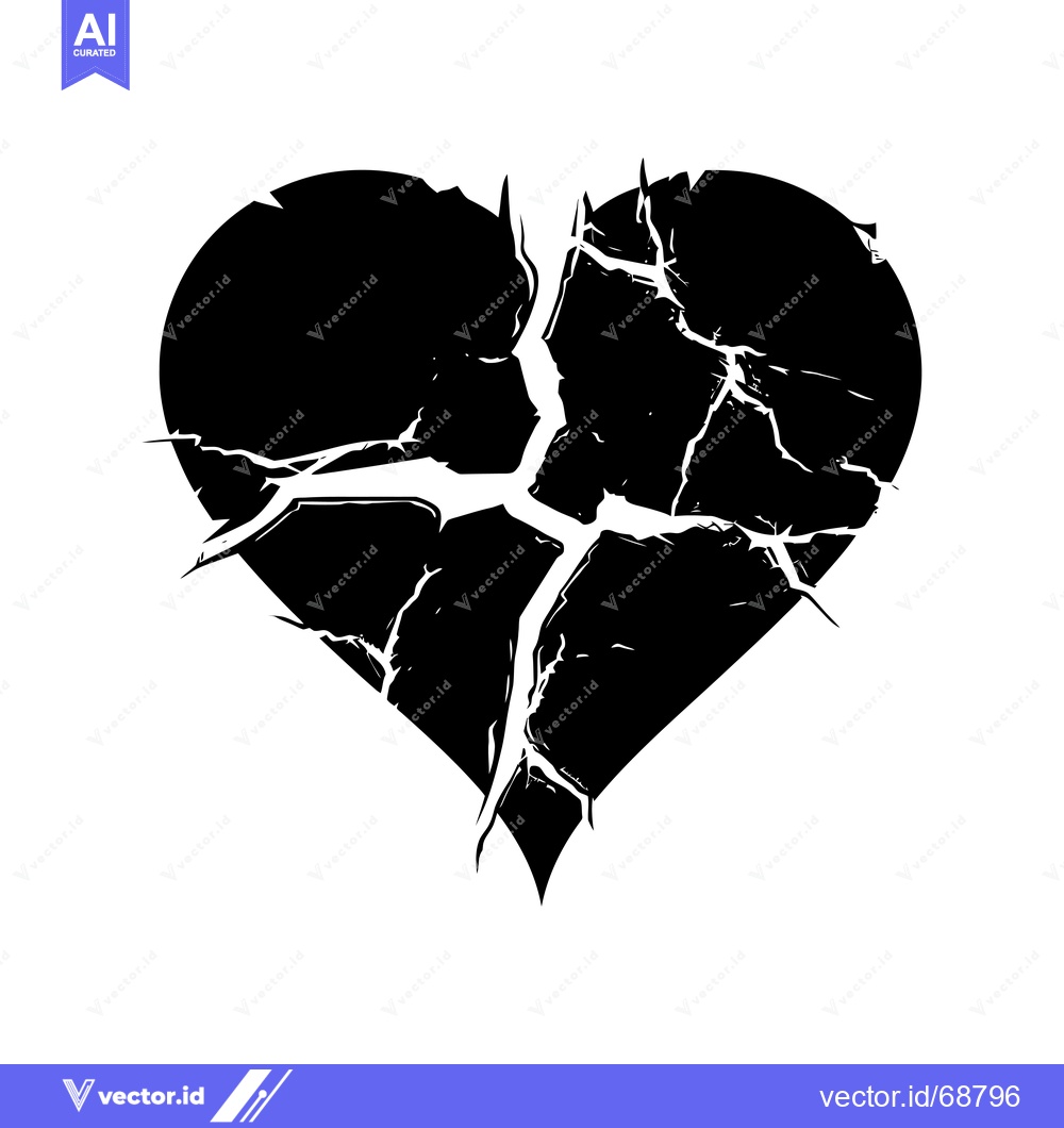 Premium Vector dari A Black And White Illustration of a Broken Heart