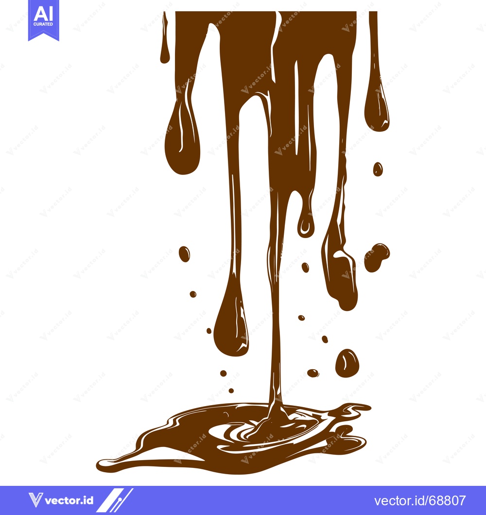 Premium Vector of Delicious Chocolate Drizzle and Splatter Isolated on White Background.